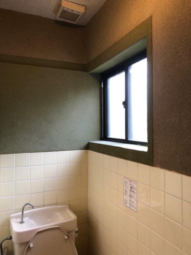 お気に入りのクロス「タイミ」とアイアン小物で温かみのあるトイレ空間に